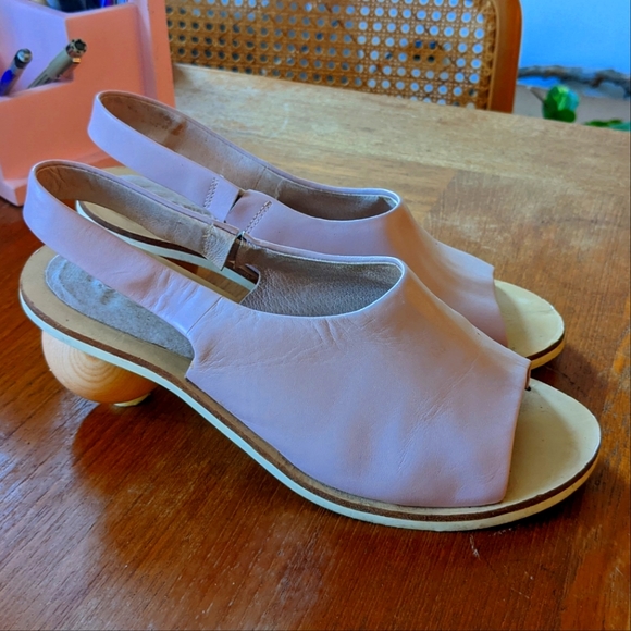 🔮 Sphere LEATHER Pink HEELS Memphis Milano 37 - Picture 2 of 6